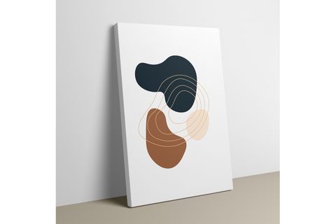 HOMEPACK SOYUT VAZO SİYAH MAVİ LACİVERT ABSTRACT 3 PARÇA TABLO SETİ, 40X60, HP067