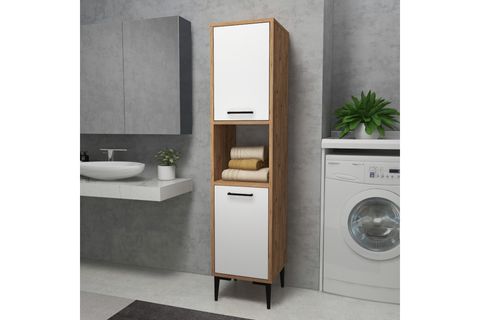 ARNETTİ DAMİNOL 5 RAFLI 2 KAPAKLI ÇOK AMAÇLI MUTFAK DOLABI, ATLANTİK ÇAM BEYAZ - DAMİNOL
