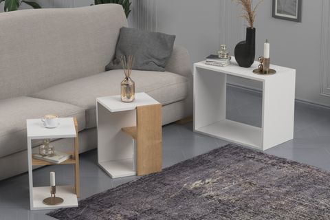 LAGOMOOD BİZAYNİ ZİGON SEHPA, MEŞE BEYAZ