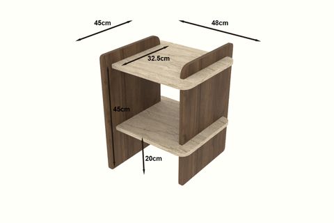 OLLA 2 RAFLI DEKORATİF MERMER DESEN KOMİDİN YAN SEHPA