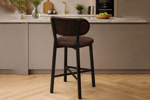 TERA BAR MUTFAK SANDALYESİ, KROM KAPLAMA AYAKLI, KAHVE