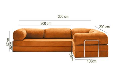 LEGOM MODÜLER YATAKLI AKTİVİTE KÖŞE KOLTUK TURUNCU, 200X300