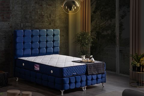 DUKE LUX NEW BAZA BAŞLIK VE DELUXE YATAK SETİ, LACİVERT, 140X190