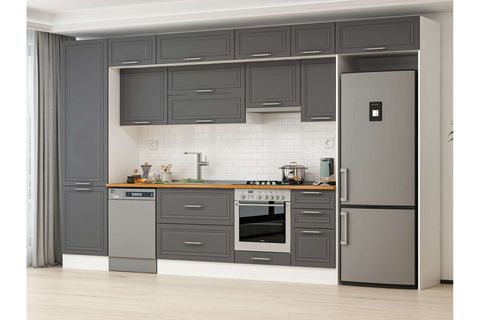 ALVİNKA 385X240 CM KLASİK MEBRAN MUTFAK DOLABI, MBB E80B60S45 1 MEBRAN ANTRASİT SUNTALAM