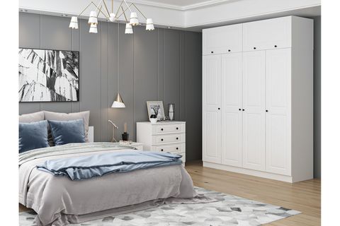 KALE210 YATAK ODASI TAKIMI, BEYAZ MEBRAN, 4 KAPAKLI, SET 74