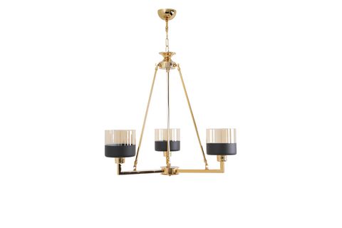 NAPOLİ ÜÇLÜ AVİZE, GOLD SİYAH CAMLI