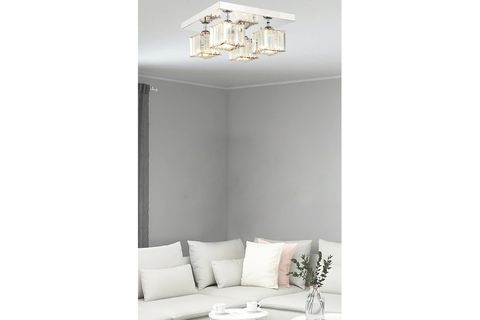 APLİQA RİVİA DÖRTLÜ PLAFONYER TAŞLI AVİZE, KROM