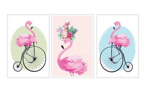 FİLAMİNGO POSTER TABLO SETİ, ÇERÇEVELİ, 33X48