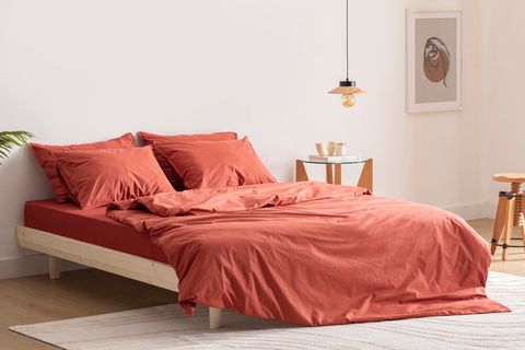 LUNA SİMPLY COLORS YIKANMIŞ PAMUKLU NEVRESİM SETİ, TERRACOTA, KİNG SİZE