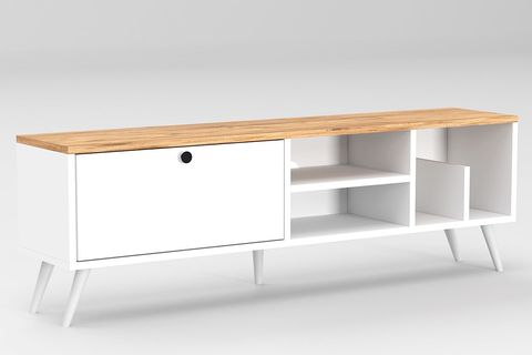 LENA KİTAPLIK BÖLÜMLÜ TV SEHPASI, ÇAM KAPAKLI, 140 CM