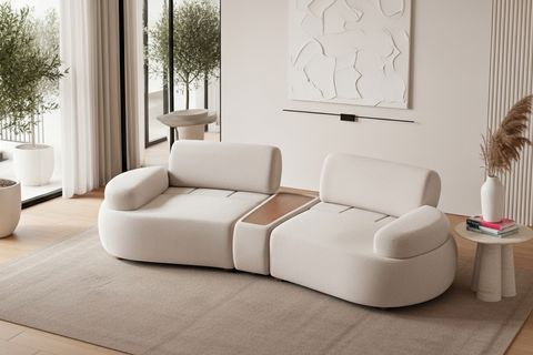 RİVA SIRT MEKANİZMALI ORTA SEHPALI KOLTUK TAKIMI, KREM