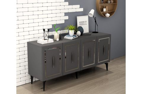 VANNESSA LAZER DESENLİ PLEKSİLİ KONSOL, ANTRASİT GÜMÜŞ