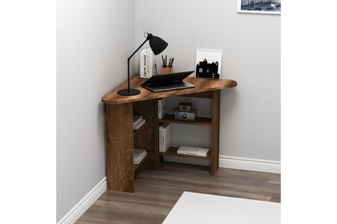 CORNER KÖŞE RAFLI ÇALIŞMA BİLGİSAYAR MASASI, CEVİZ