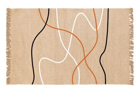GARDENYA DOĞAL JÜT HASIR GÖRÜNÜMLÜ RASTSAL ÇİZGİ DESEN SAÇAKLI KİLİM, 80X300