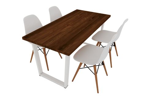 WOODESK HAYAL MASİF SANDALYELİ MASA TAKIMI, CEVİZ RENK, 140X70, CPT7330-140