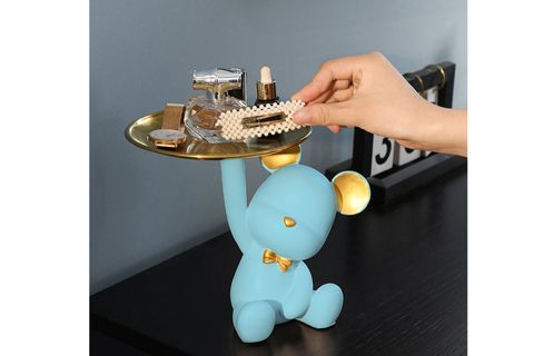 TABAK TUTAN AYICIK BİBLO SUNUMLUK, MAVİ