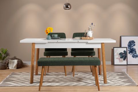 STORMİ MASA TAKIMI, BEYAZ ATLANTİK YEŞİL 1070, 120X75