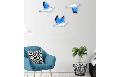 GÜVERCİN ÜÇLÜ DUVAR SÜSÜ, MAVİ