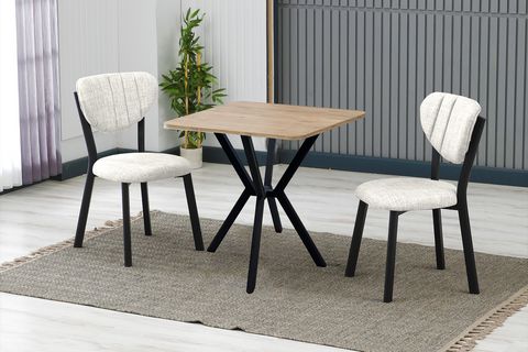 ELİS MUTFAK MASA TAKIMI, 2 SANDALYE, CEVİZ, 70X70 CM, KREM