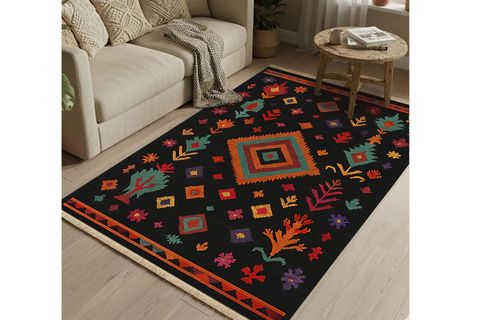 BOHEM MOTİFLİ VİNTAGE DOKUMA TABAN HALI, 378 YNG, 60X120 CM