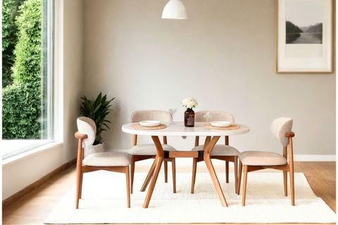 NİCOLY NATURAL BEYAZ MASA SANDALYE TAKIMI, 80X130