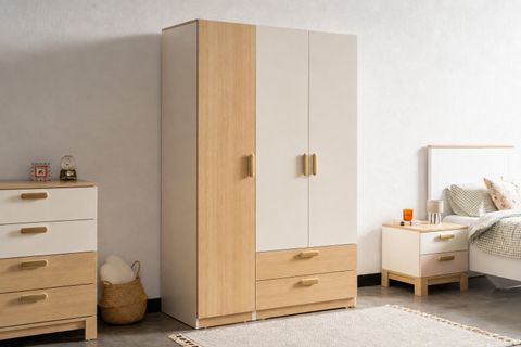 MOKİDO ÇEKMECELİ GARDIROP, 3 KAPAKLI, MEŞE