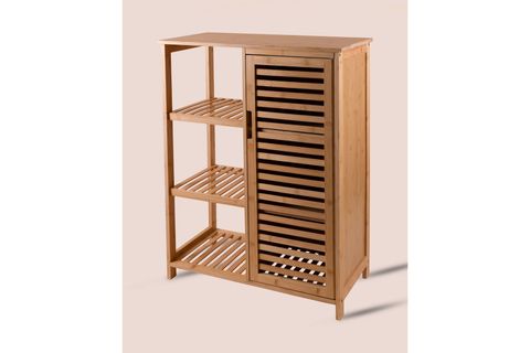 THE MİA BAMBU 4 KATLI KAPAKLI DOLAP RAF, 87X66X33 CM