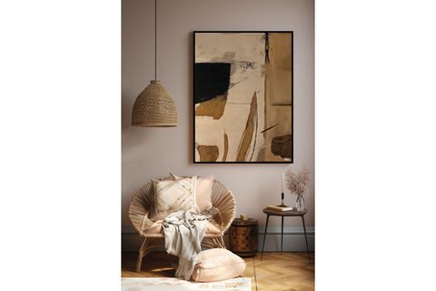 SOYUT YAĞLI BOYA DOKULU TABLO, KAHVE, 90X120 CM