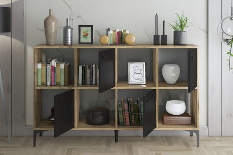 SATÜRN ÇOK AMAÇLI DOLAP KONSOL, 120 CM, SİYAH ÇAM