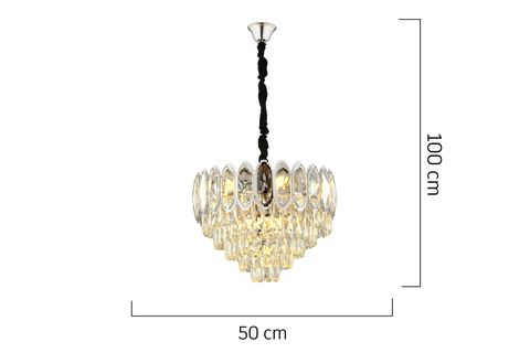 APLİQA ULİANA KÜÇÜK KROM KAPLAMALI KRİSTALLİ TAŞLI MODERN TASARIM KRİSTAL SALON AVİZE