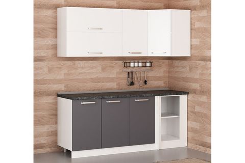 MİNAR 195CM KÖŞE MUTFAK DOLABI BEYAZ ANTRASİT K195A3