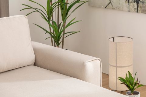 MERLİN DAYBED, FİTİLLİ KOL, NATUREL AYAK, KADİFE KUMAŞ, KREM