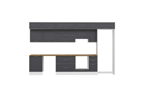 ALVİNKA 390X240 CM KLASİK MEBRAN MUTFAK DOLABI, MB E90S60S40 1 MEBRAN ANTRASİT SUNTALAM