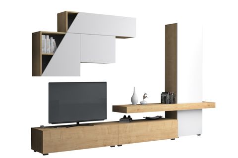 FİTZ DUVAR TV ÜNİTESİ, MEŞE BEYAZ, 300 CM