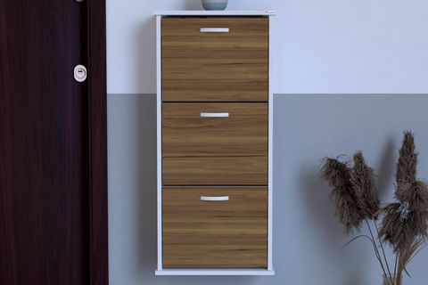 VARBİ ASMA 52 CM 3 DÜŞER KAPAKLI AYAKKABILIK, CEVİZ