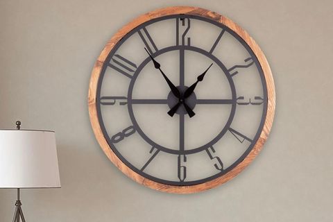 MUYİKA BUNNELA DUVAR SAATİ, METAL AHŞAP ÇERÇEVELİ, 80 CM