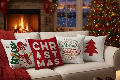 YILBAŞI TEMALI DÖRTLÜ KIRLENT KILIFI, BEYAZ, 1042