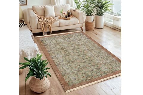 VİNTAGE DESENLİ BEJ ETNİK KİLİM DOKUMA TABAN HALI, 322 YNG, 60X120 CM