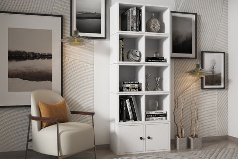LEKSA 2 KAPAKLI RAFLI KİTAPLIK 65 CM BEYAZ KTP-1038-Ç