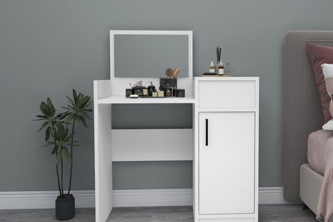 ARNETTİ SEDEF AYNALI MAKYAJ MASASI, BEYAZ