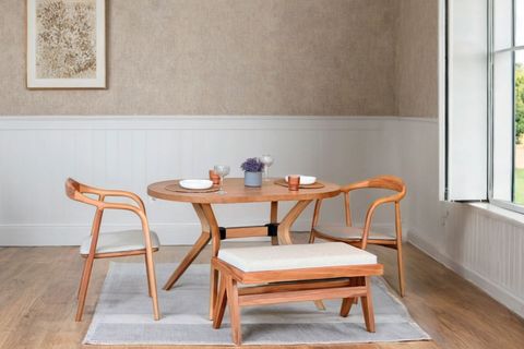MAJER NATURAL BENCHLİ MASA SANDALYE TAKIMI, 80X130, 2 SANDALYELİ