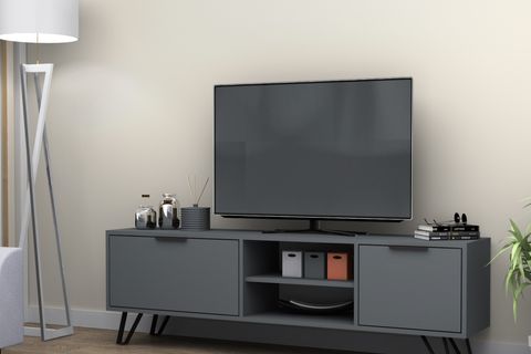 KASTER METAL AYAKLI TV ÜNİTESİ, GRİ, 170 CM