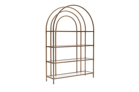LOLA CURVE METAL KİTAPLIK, 4 RAFLI, PİRİNÇ