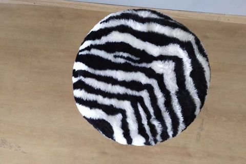 YUVARLAK PELUŞ PUF, ZEBRA DESEN