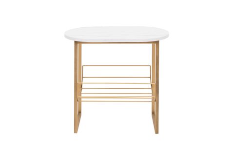 GLORİA YAN SEHPA, BEYAZ, MERMER DESEN