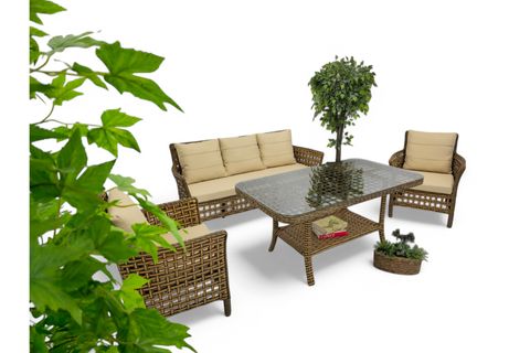 PAVİA RATTAN ÜÇLÜ BAHÇE MOBİLYASI, KAHVERENGİ