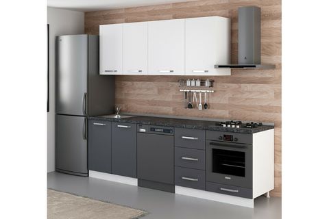 MİNAR 255 CM MUTFAK DOLABI BEYAZ ANTRASİT 255 A11
