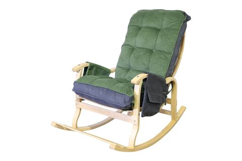 MOSSO AHŞAP ÇİFT MİNDERLİ SALLANAN SANDALYE, YEŞİL FÜME