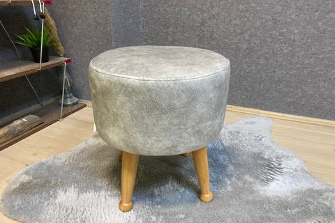 ASEDİA MİSKİN PUF, KÜL GRİ, AHŞAP, NATUREL AYAK