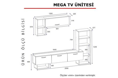TV ÜNİTESİ STAR BEYAZ MERMER DESEN